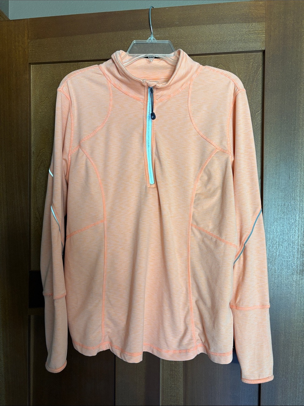 Tangerine Soft Peach Striped Quarter-Zip Pullover